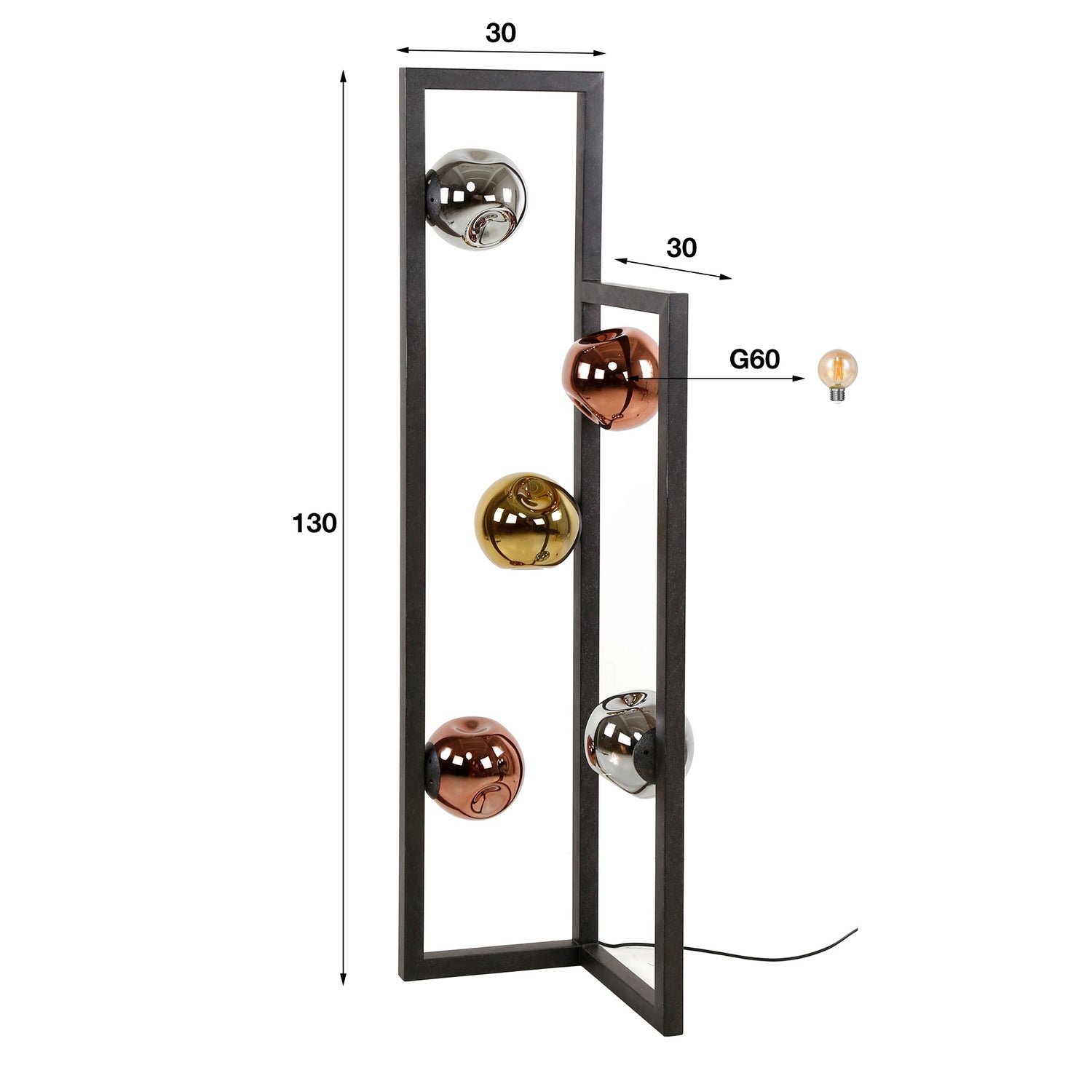 Vloerlamp 5L Stellar - Artic Zwart