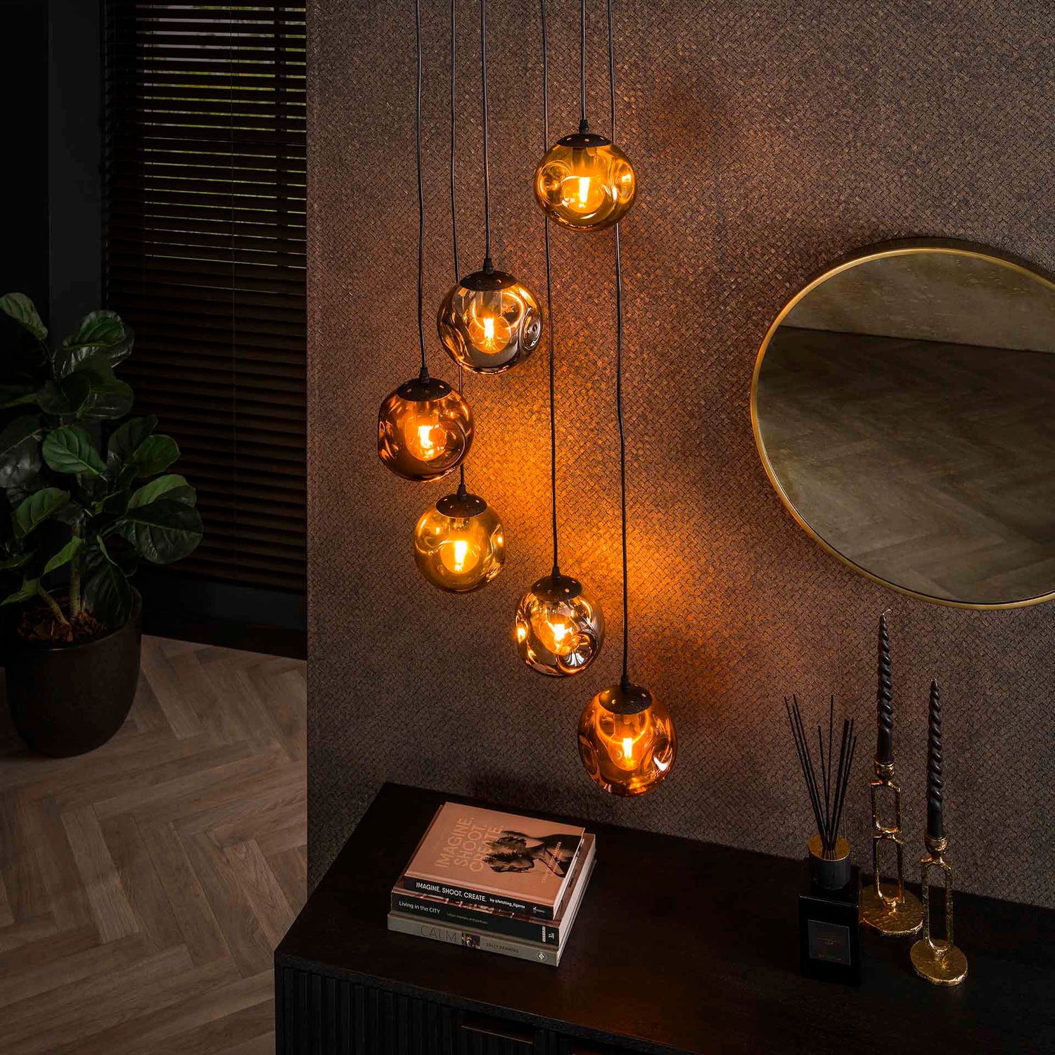 Hanglamp met 6 lampen Stellar - 50x50x180 cm - Artic Zwart