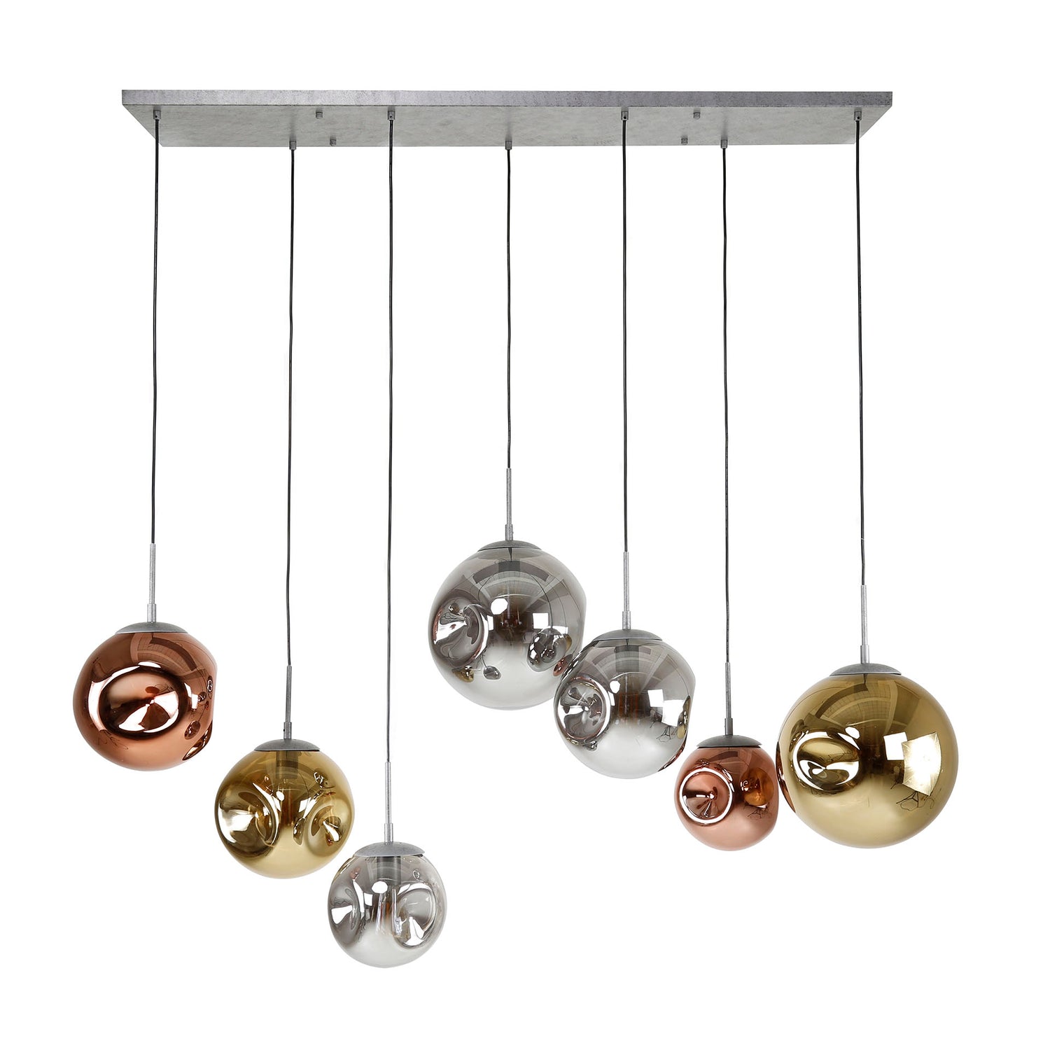 Hanglamp met 7 Lampen Stellar - 145x50x150 cm - Oud Zilver