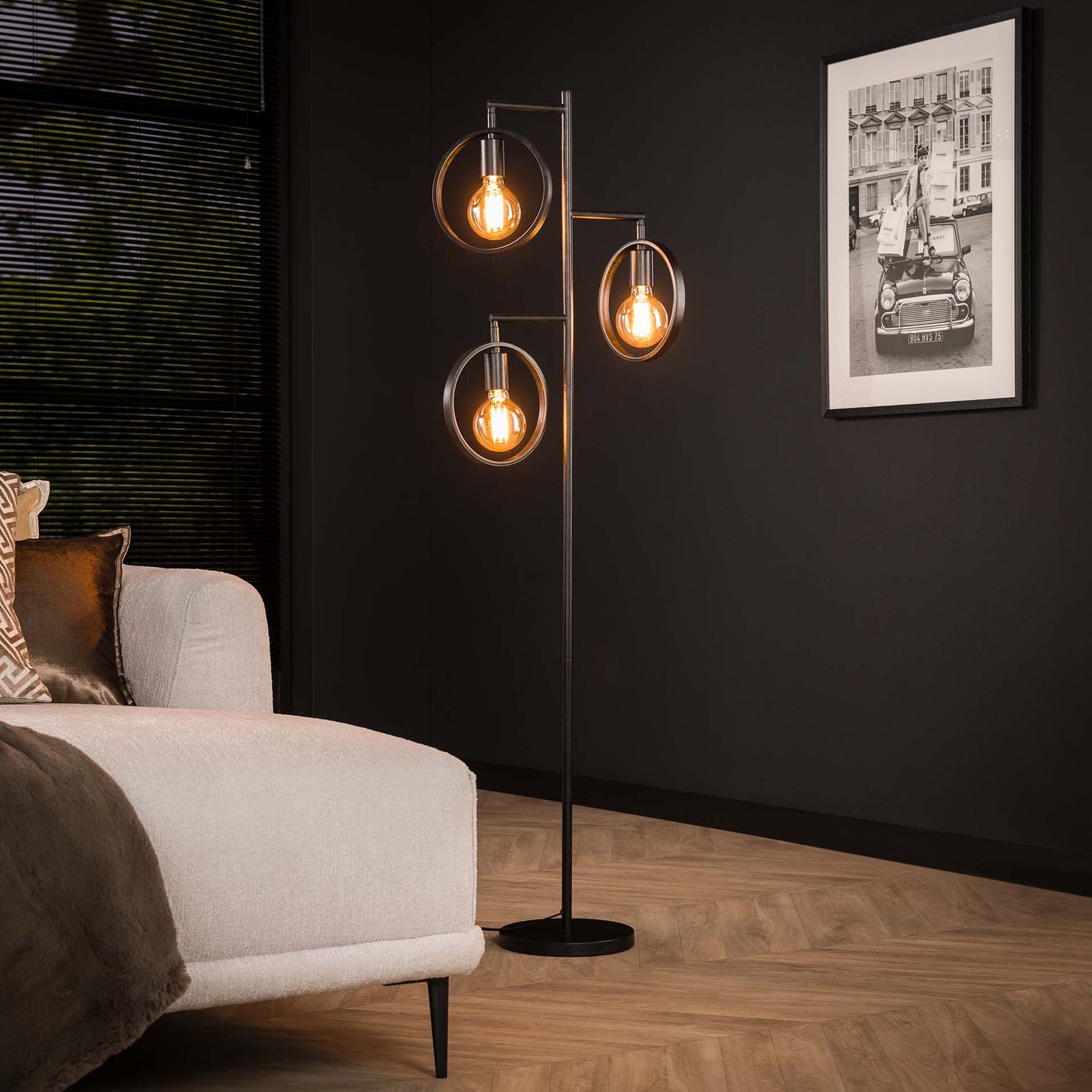 Vloerlamp met 3 lampen Ring - 51x25x155 cm - Charcoal