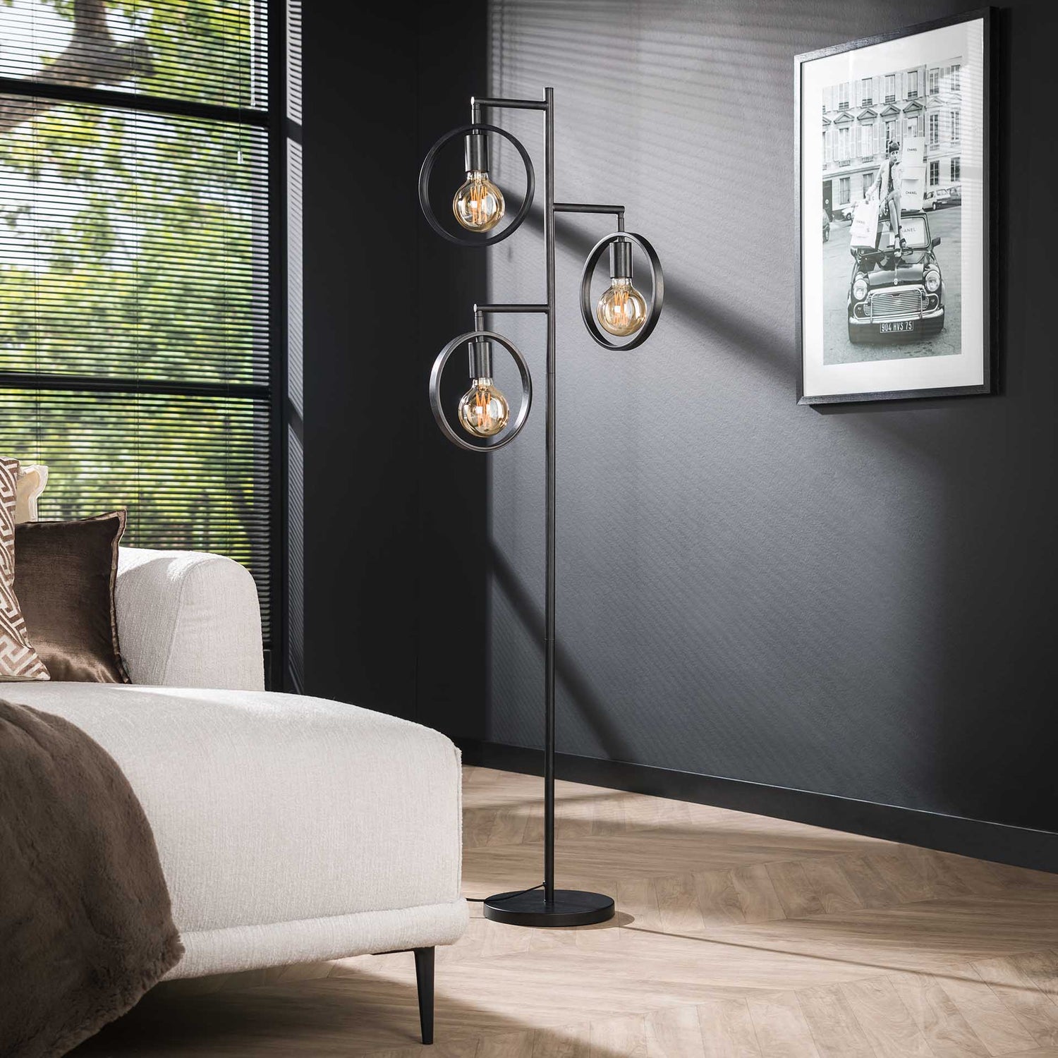 Vloerlamp met 3 lampen Ring - 51x25x155 cm - Charcoal