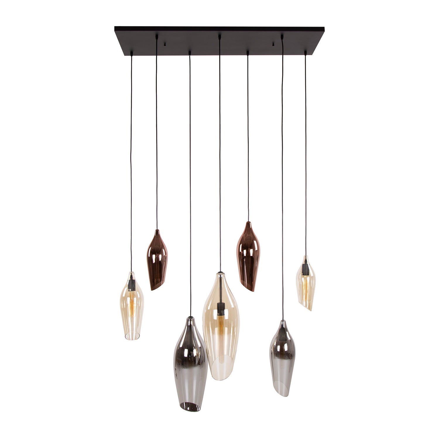 Hanglamp met 7 Lampen Cocoon Mix Glass - 120x40x150 cm - Zwart - Glas