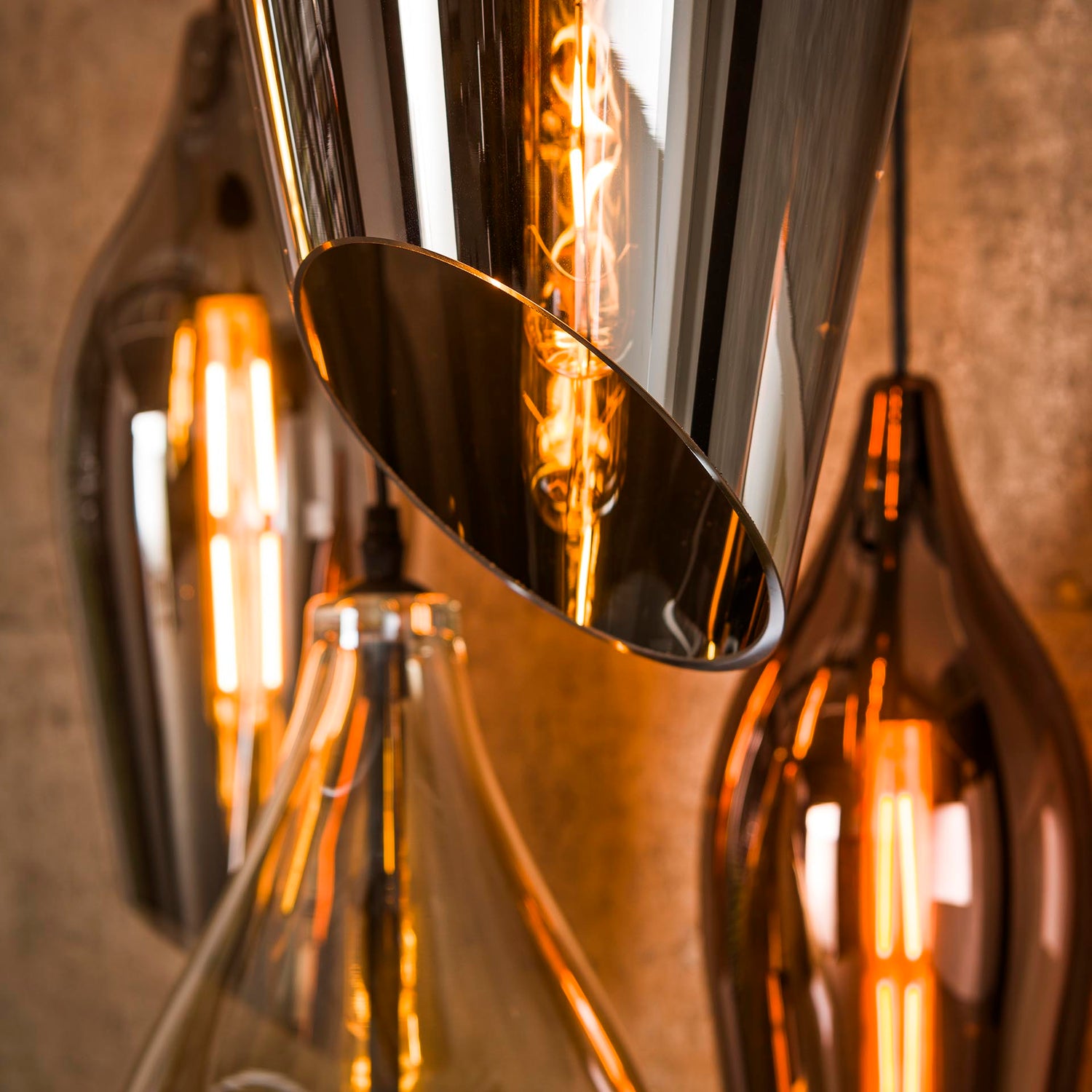 Hanglamp met 5 Lampen getrapt cocoon mix glass - 60x60x180 cm - Zwart - Glas