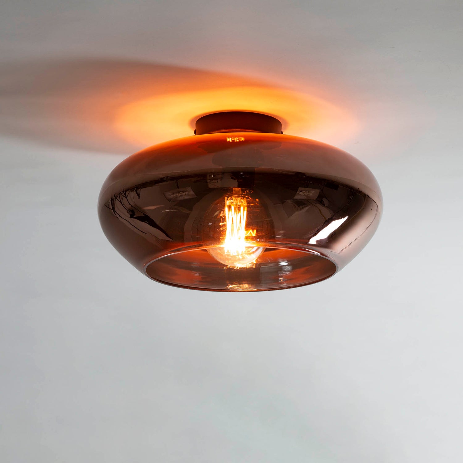 Plafondlamp met 1 lamp Elevate - 40x40x22 cm - Koper - Glas