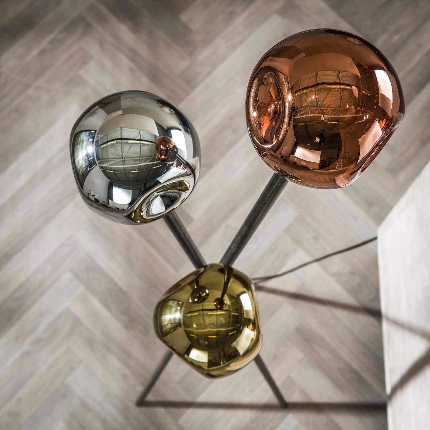 Vloerlamp met 3 lampen molecule mix glass - 45x45x169 cm - Artic Zwart - Glas