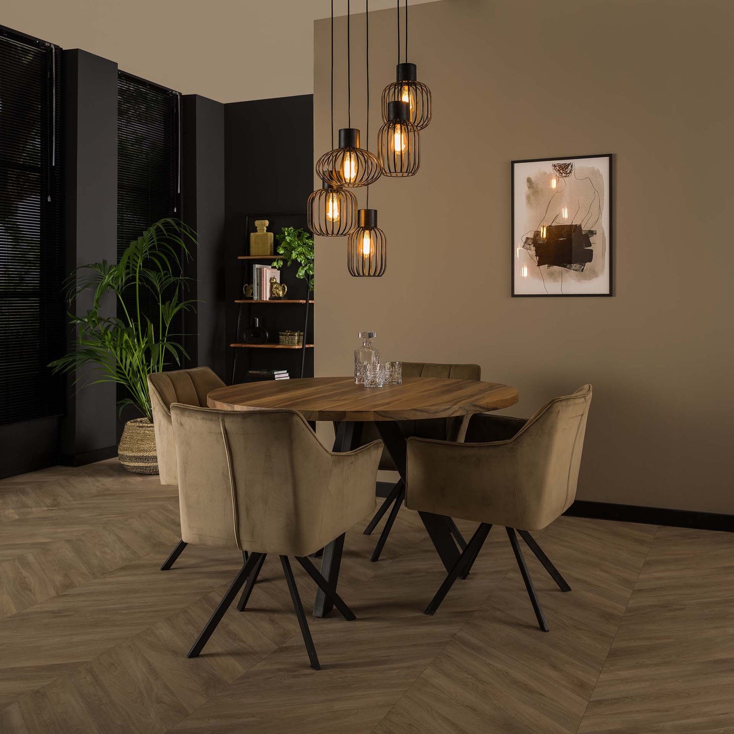 Hanglamp met 5 Lampen Getrapt Mix Metal - 47x47x180 cm - Charcoal - Metal