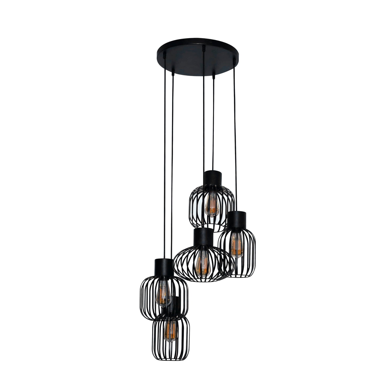 Hanglamp met 5 Lampen Getrapt Mix Metal - 47x47x180 cm - Charcoal - Metal