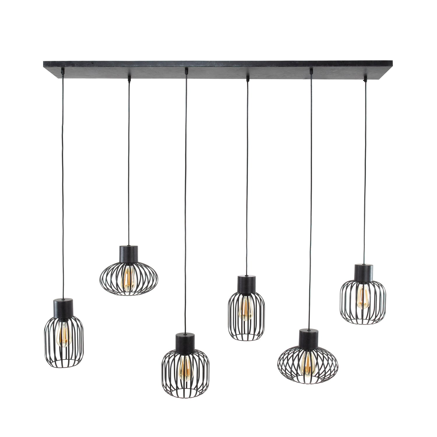 Hanglamp met 6 Lampen Mix Metal - 145x28x150 cm - Charcoal