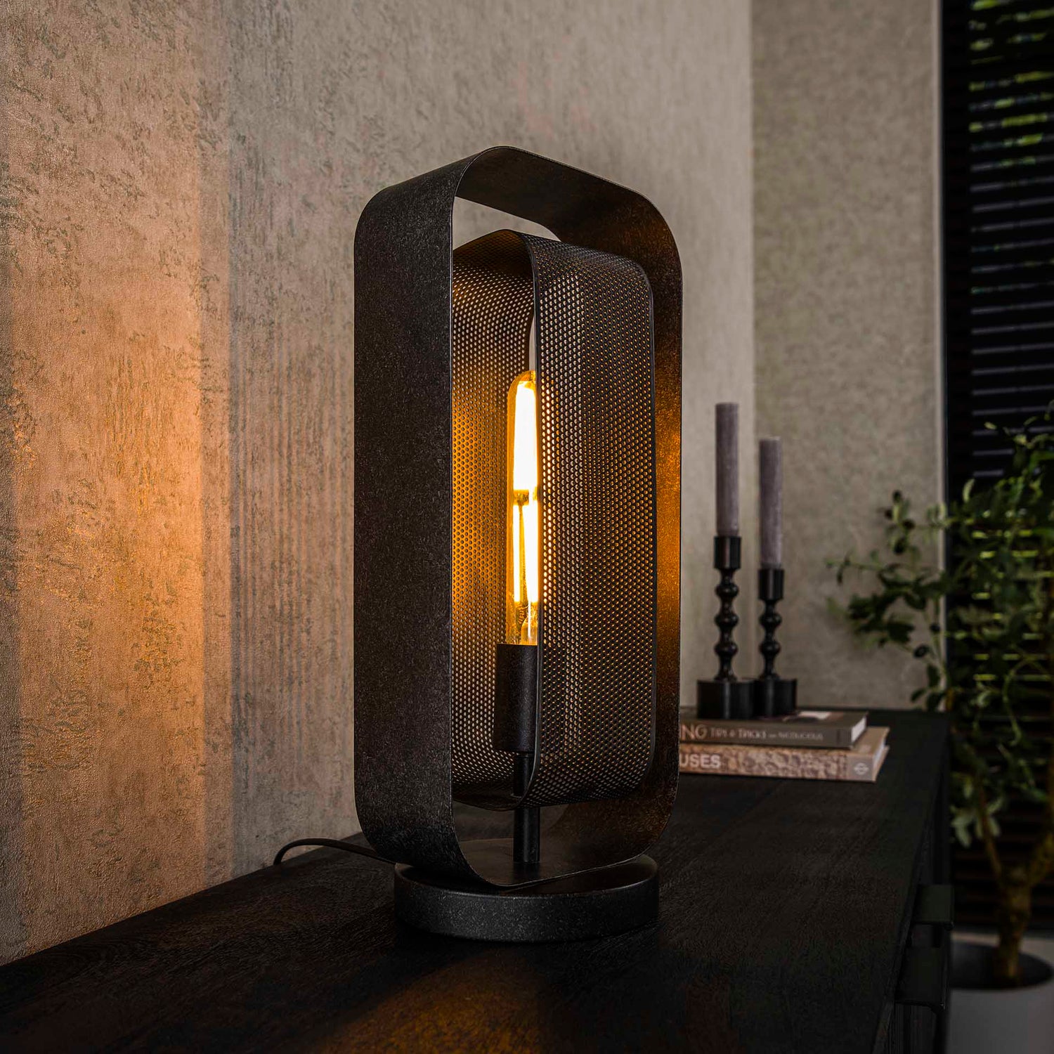 Tafellamp met 1 lamp mesh rotate - 18x14x41 cm - Artic Zwart