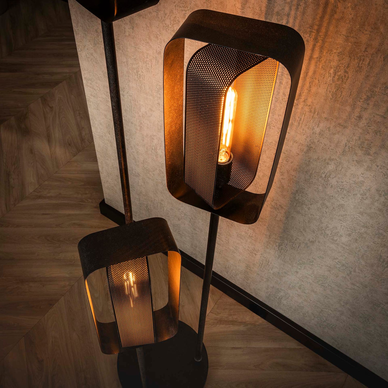 Vloerlamp met 3 lampen Mesh Rotate - 42x42x170 cm - Artic Zwart