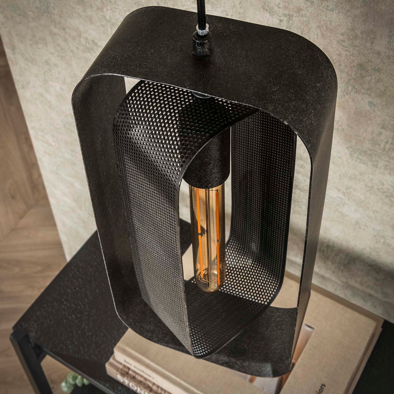 Hanglamp met 3 lampen Mesh Rotate - 35x35x150 cm - Artic Zwart