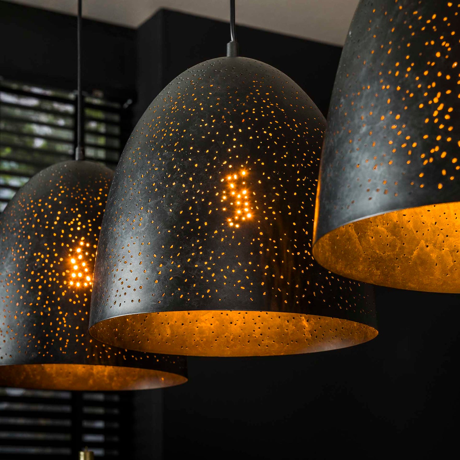 Hanglamp met 3 lampen kosmos - 120x30x150 cm - Charcoal - Glas