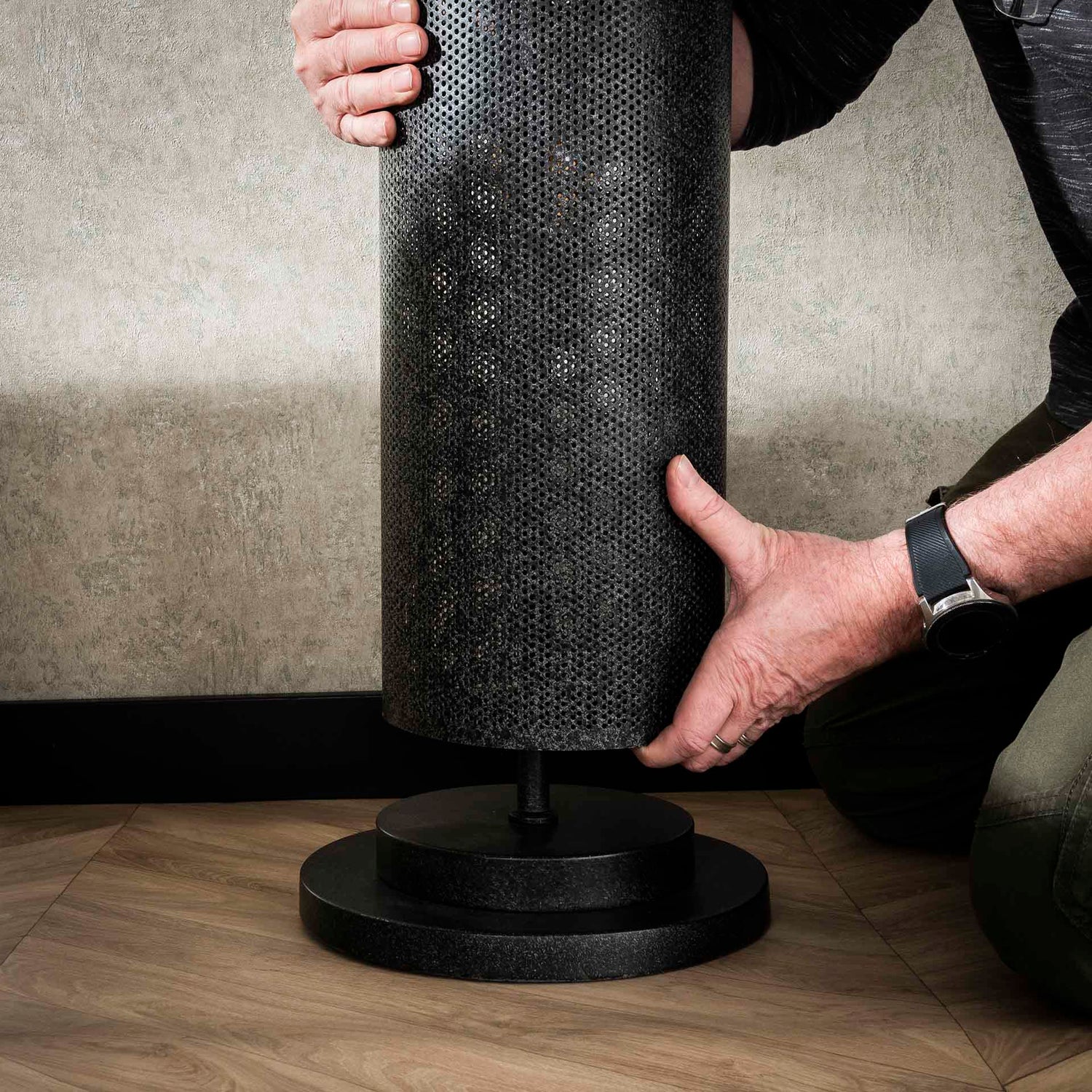 Vloerlamp met 5 lampen koker mesh - 28x28x149 cm - Artic Zwart