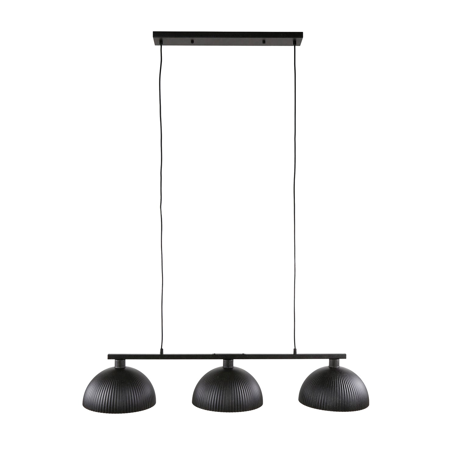 Hanglamp met 3 Lampen halfronde kap-ribbel - 120x30x150 cm - Artic Zwart