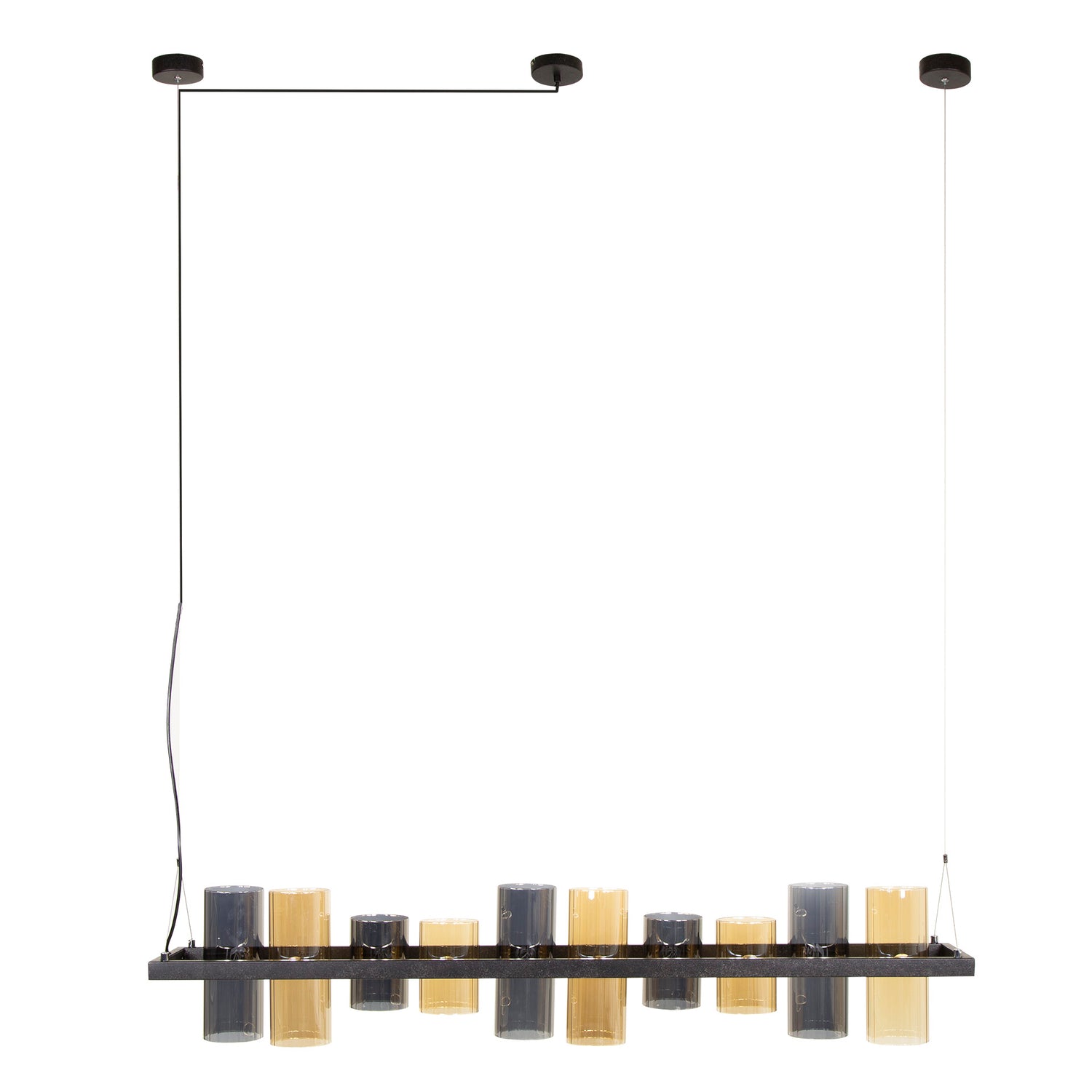 Hanglamp met 10 Lampen Cylinder Mixed Glass (G9) - 130x20x150 cm - Artic Zwart - Glas