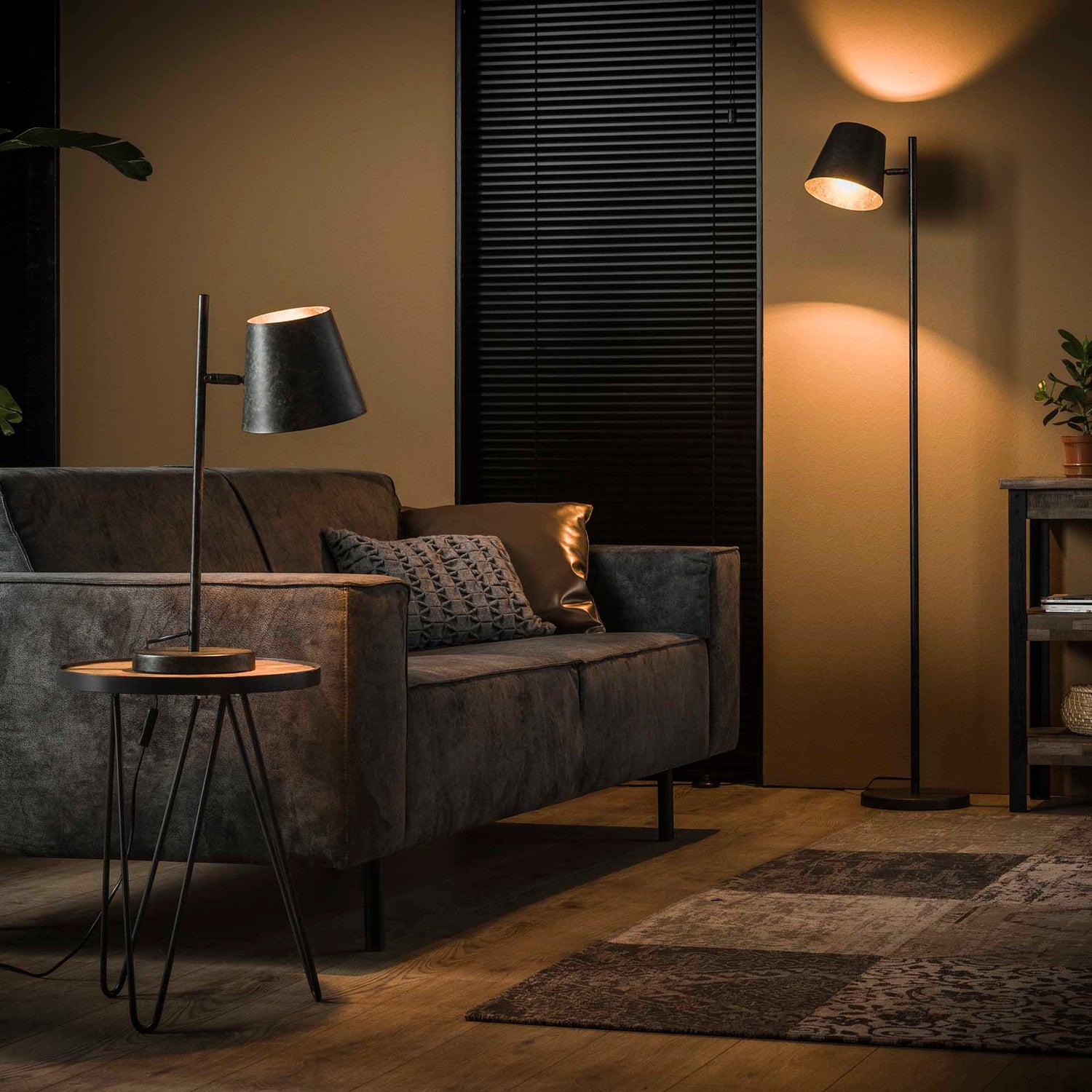 Vloerlamp met 1 lamp verstelbare metalen kap - 37x18x157 cm - Charcoal