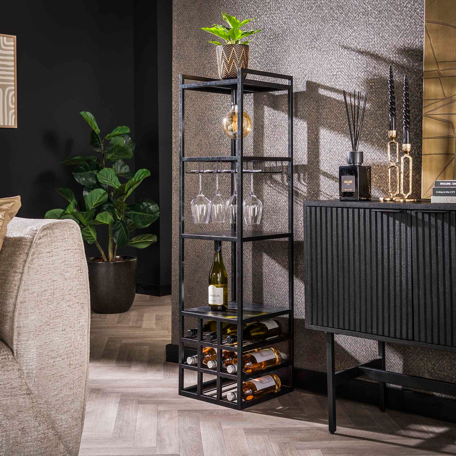 Wijnreklamp Decorate - 33x35x132 cm - Charcoal