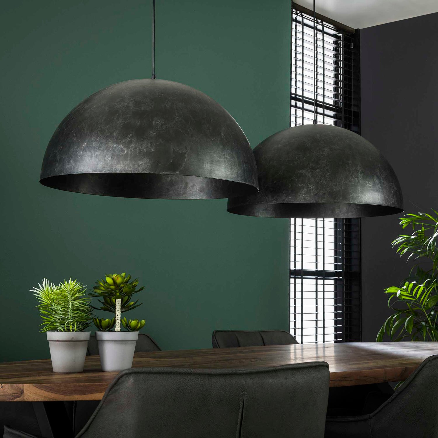 Hanglamp met 2 lampen Ø60 Dome - 142x60x150 cm - Charcoal