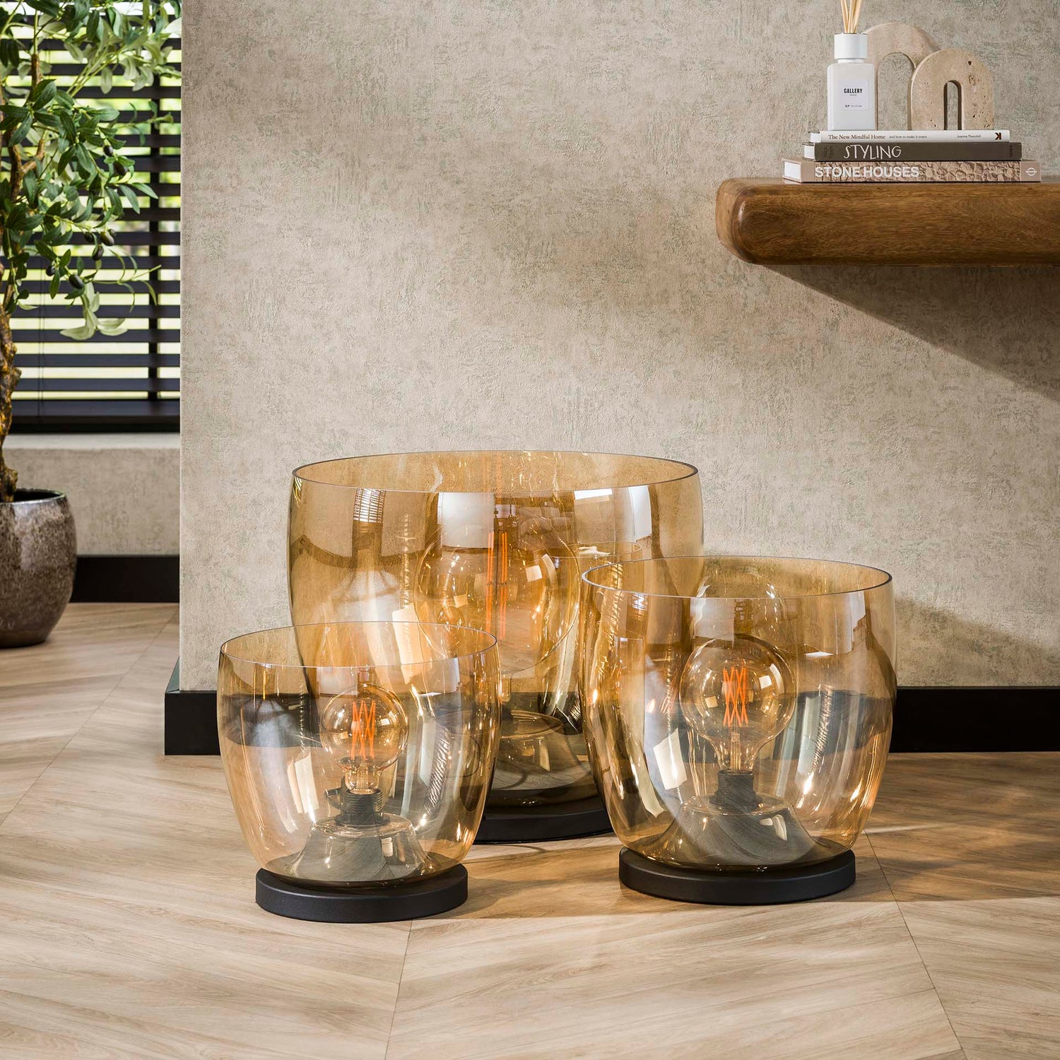 Vloerlamp UP L - 29x29x27 cm - Amber - Glas