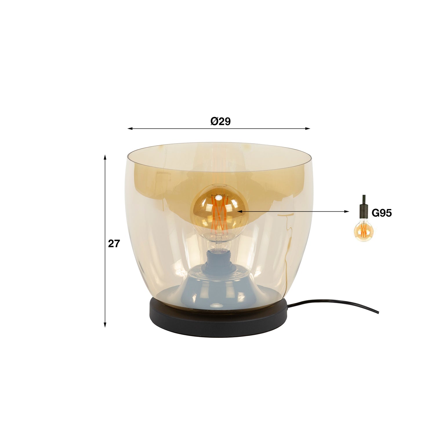 Vloerlamp UP L - 29x29x27 cm - Amber - Glas