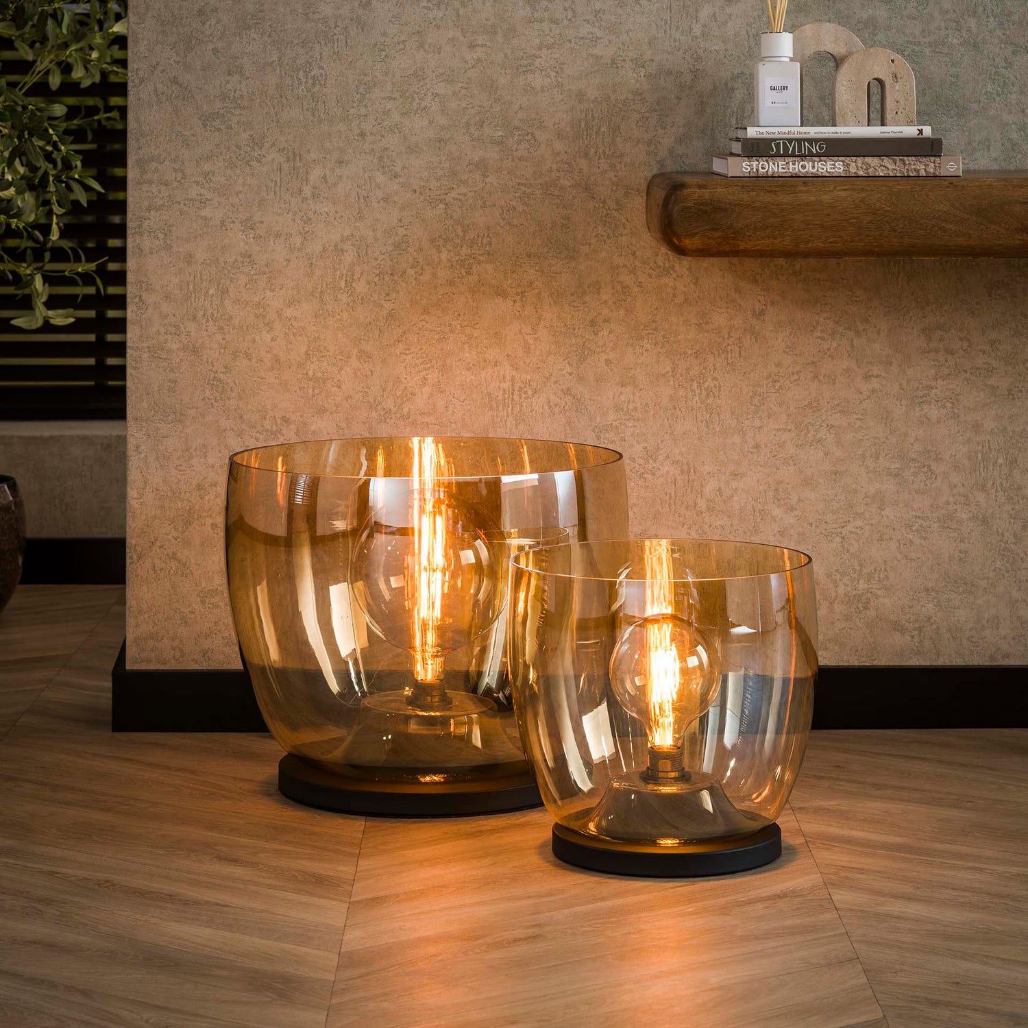 Vloerlamp UP XL - 33x33x32 cm - Amber Color - Glas