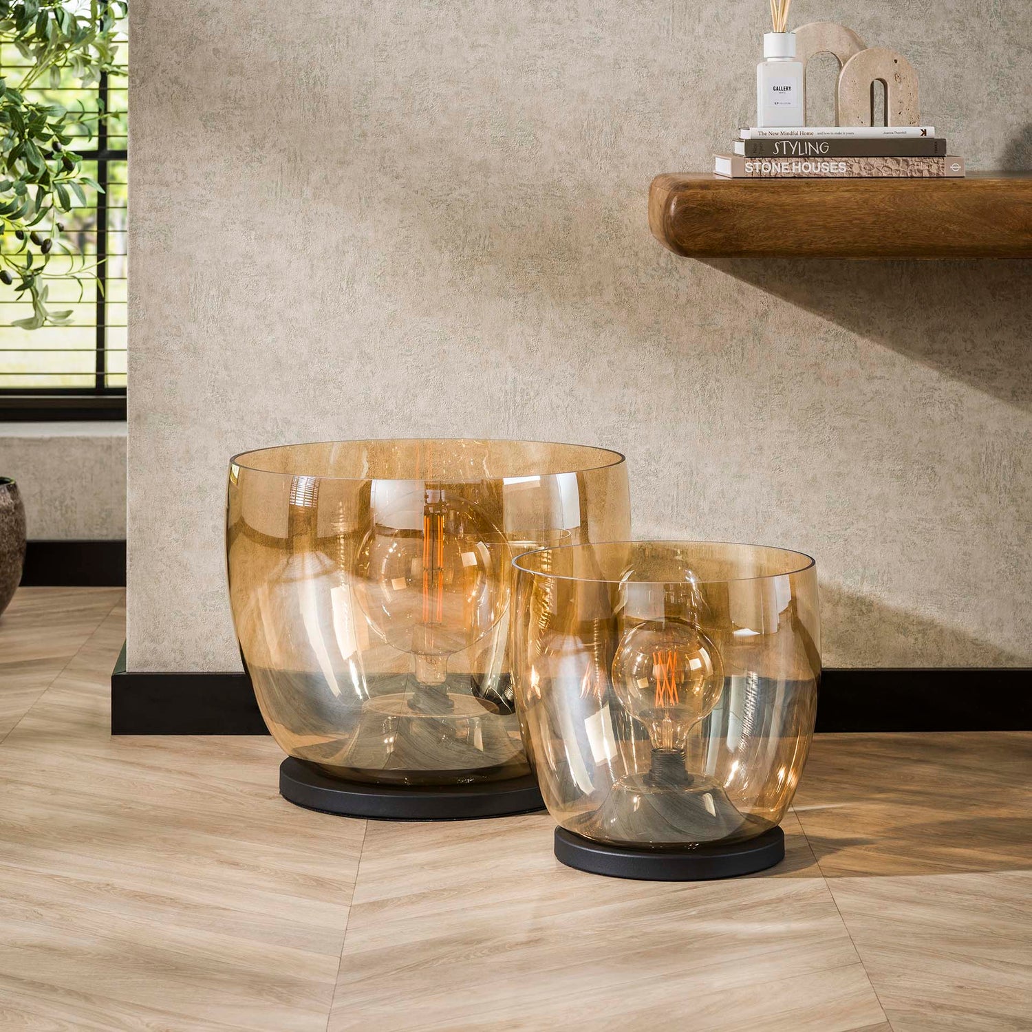 Vloerlamp UP XL - 33x33x32 cm - Amber Color - Glas