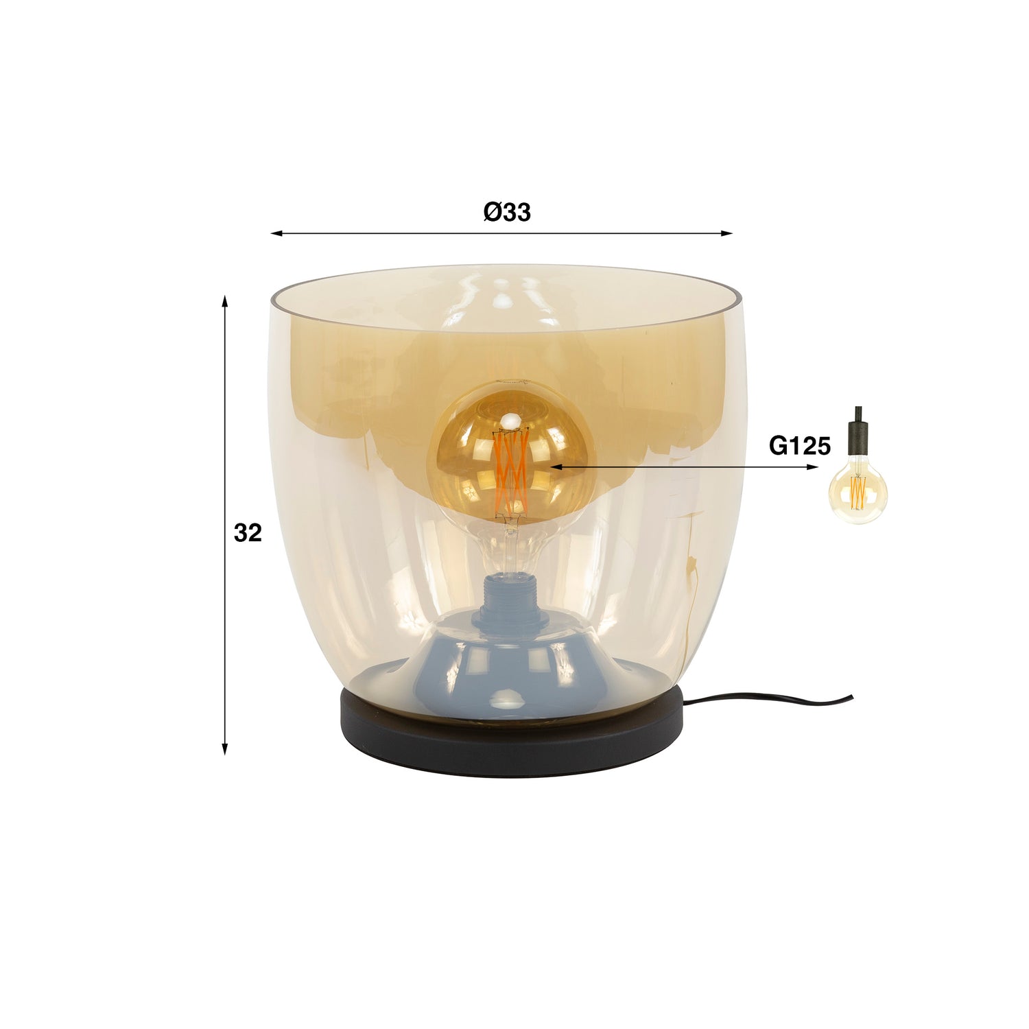 Vloerlamp UP XL - 33x33x32 cm - Amber Color - Glas