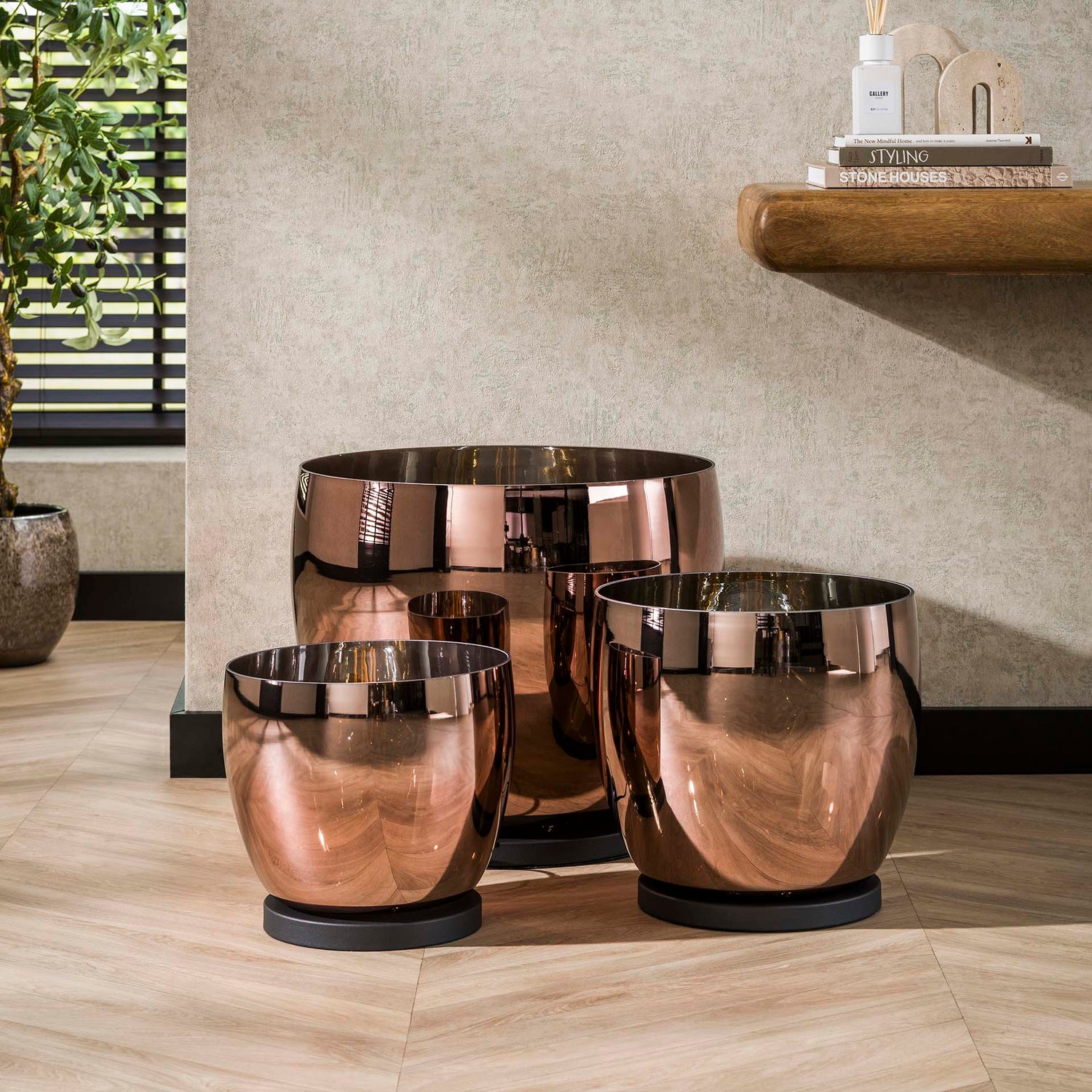 Vloerlamp UP XL - 33x33x32 cm - Copper Color - Glas