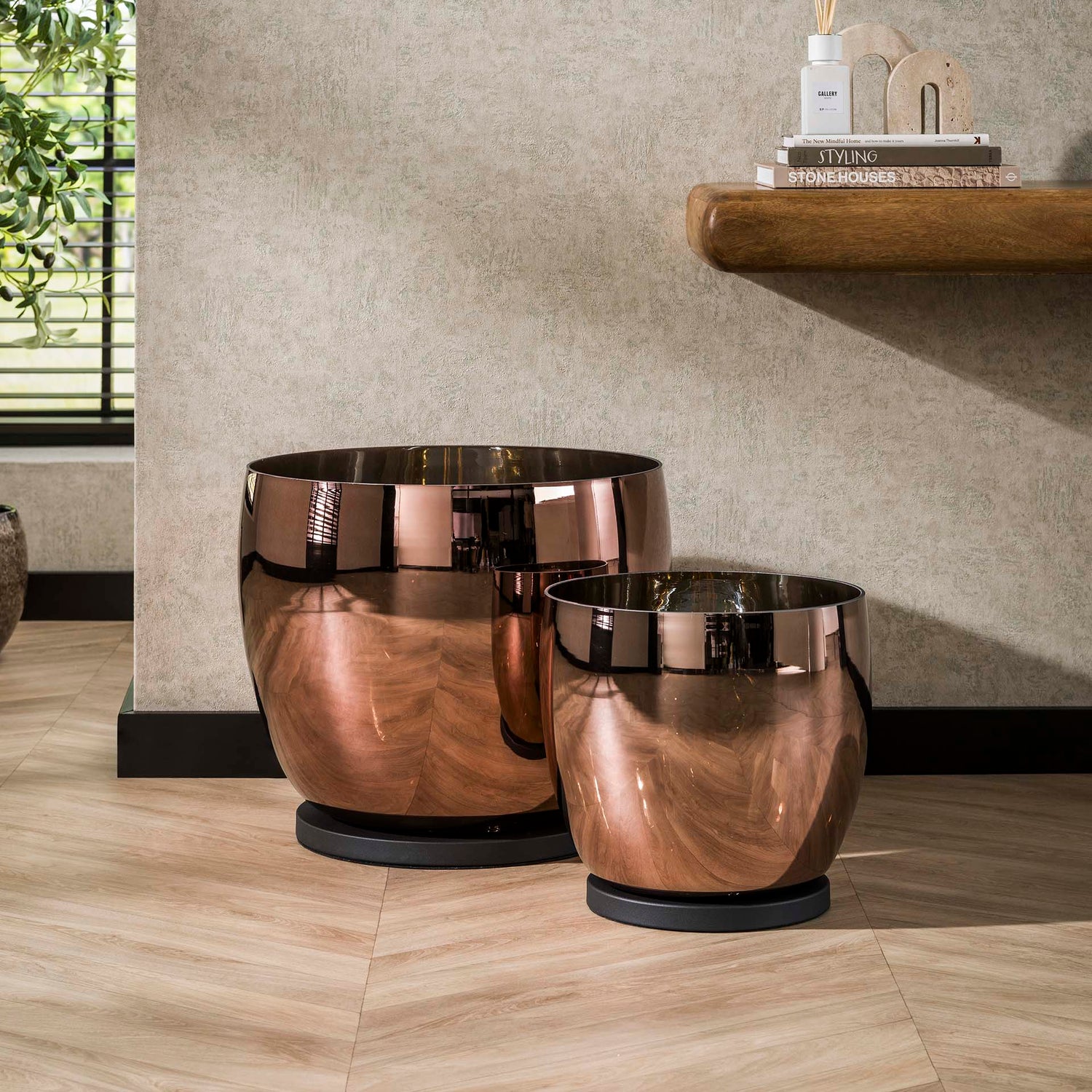 Vloerlamp UP XL - 33x33x32 cm - Copper Color - Glas