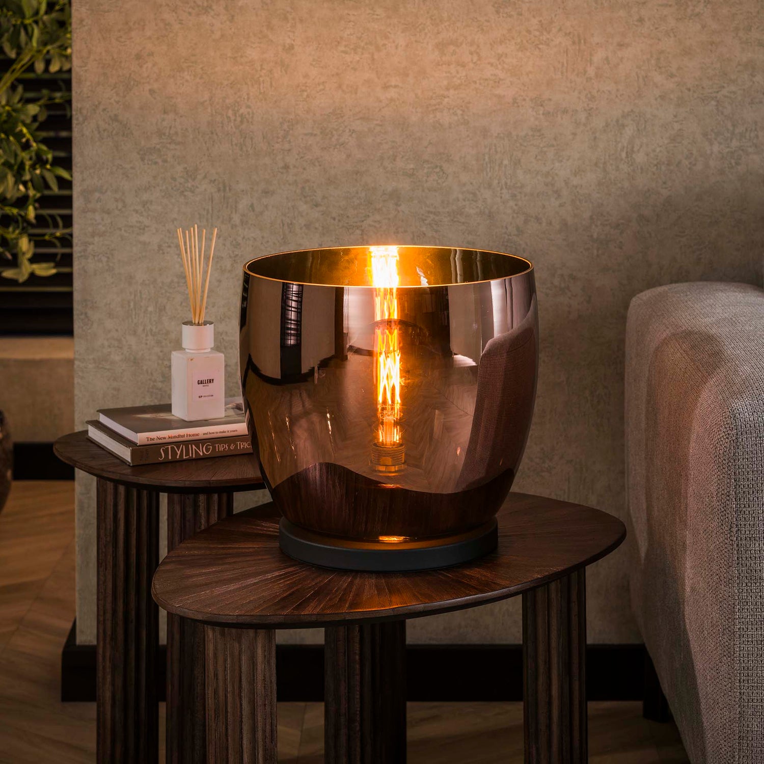 Vloerlamp UP XL - 33x33x32 cm - Copper Color - Glas