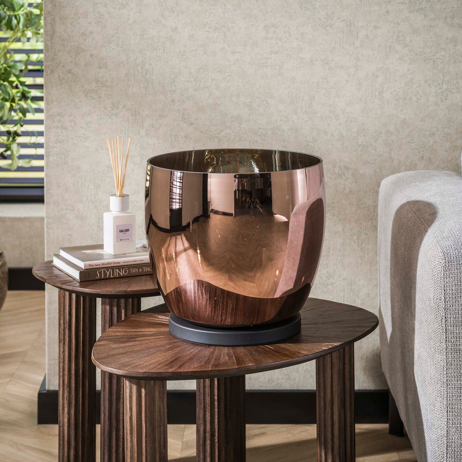 Vloerlamp UP XL - 33x33x32 cm - Copper Color - Glas