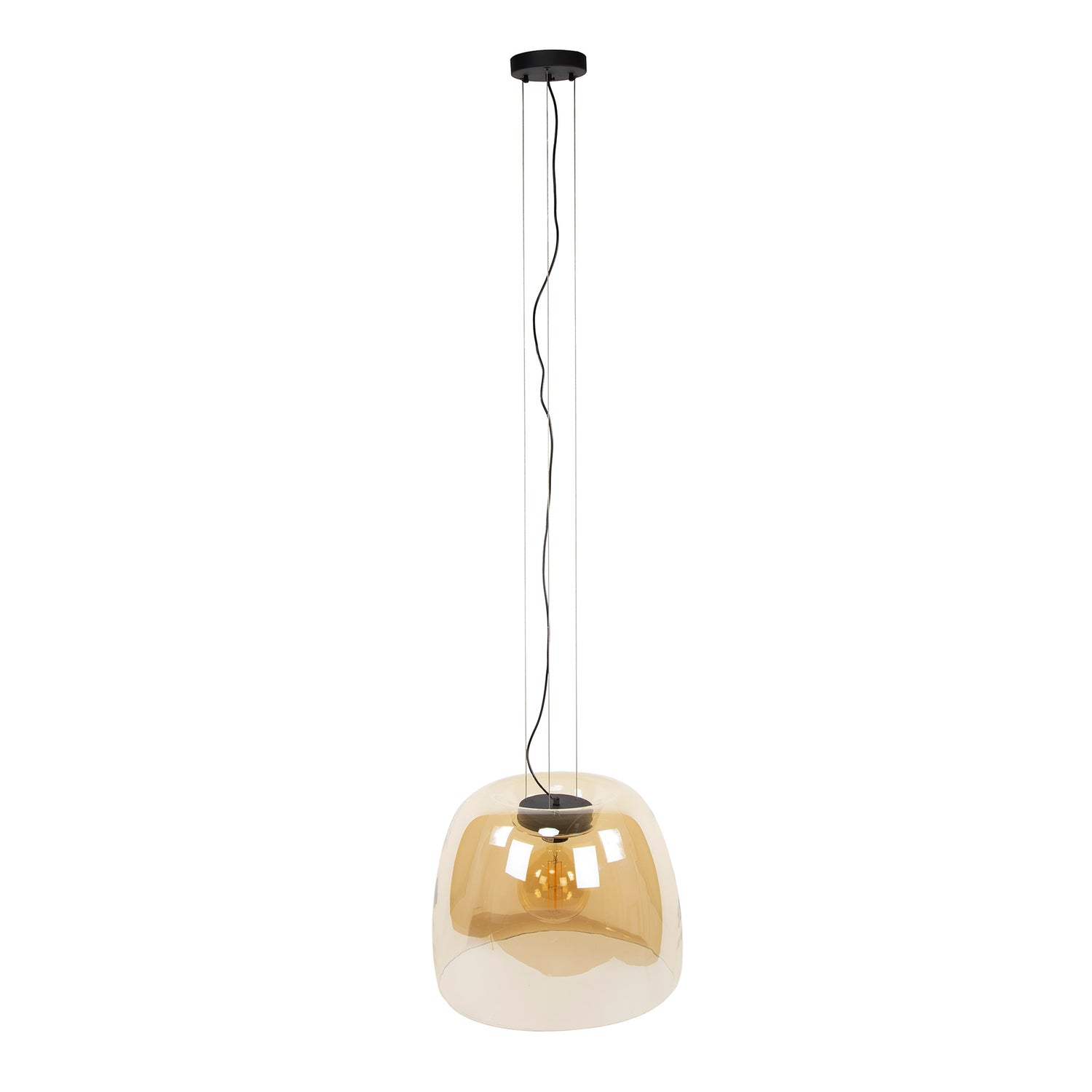 Hanglamp met 1 lamp drift XL glass - 48x48x150 cm - Amber - Glas