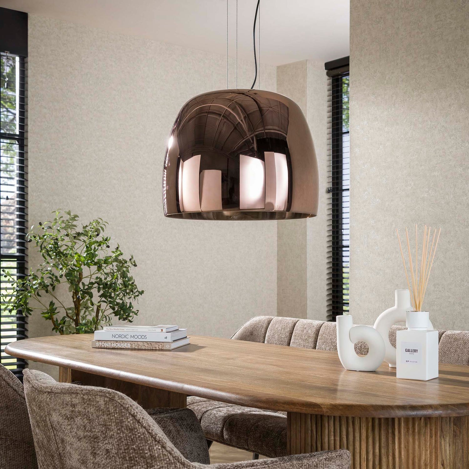 Hanglamp met 1 lamp drift XL glass - 48x48x150 cm - Copper Color - Glas
