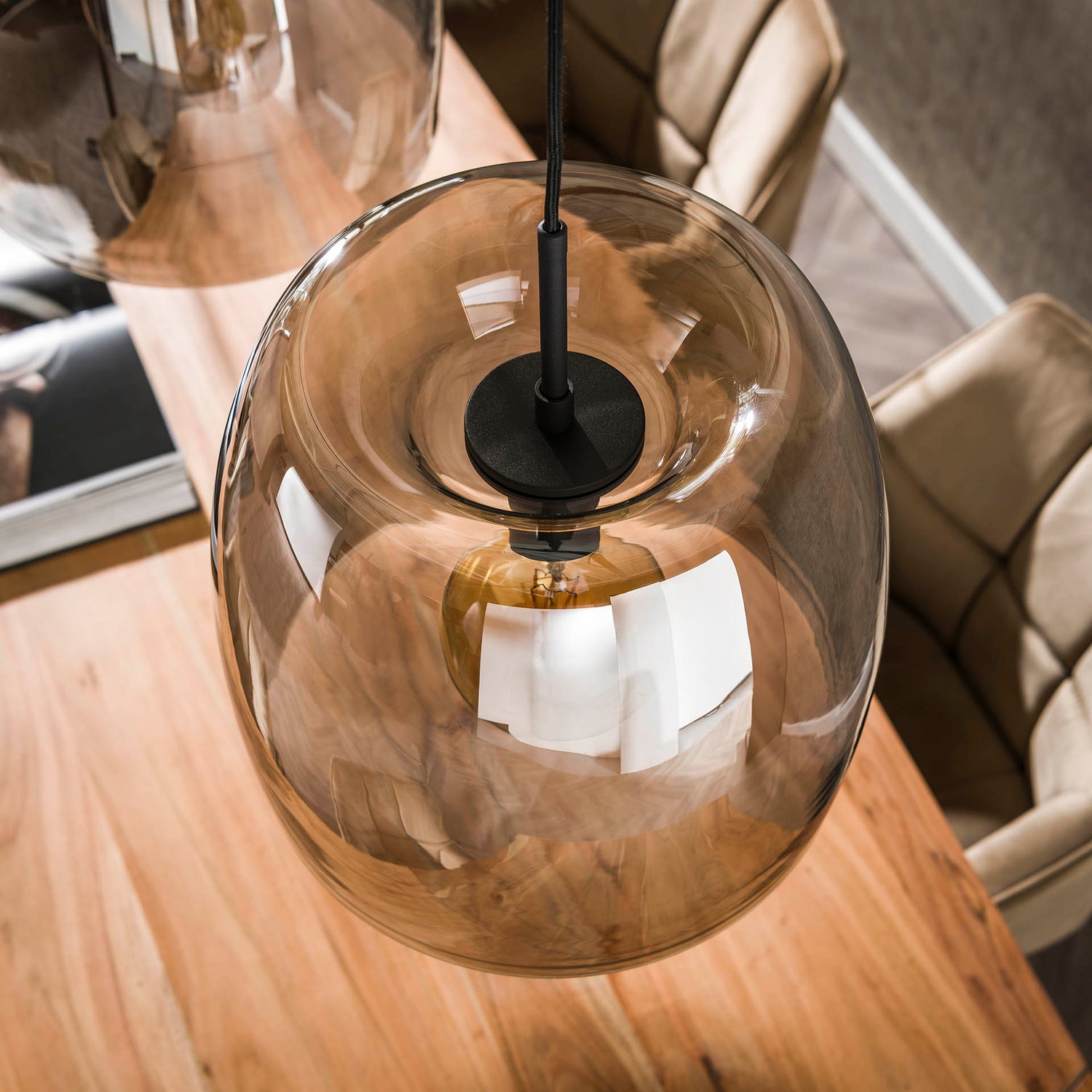 Hanglamp met 3 Lampen drift glass - 145x35x150 cm - Smoke Grey - Glas