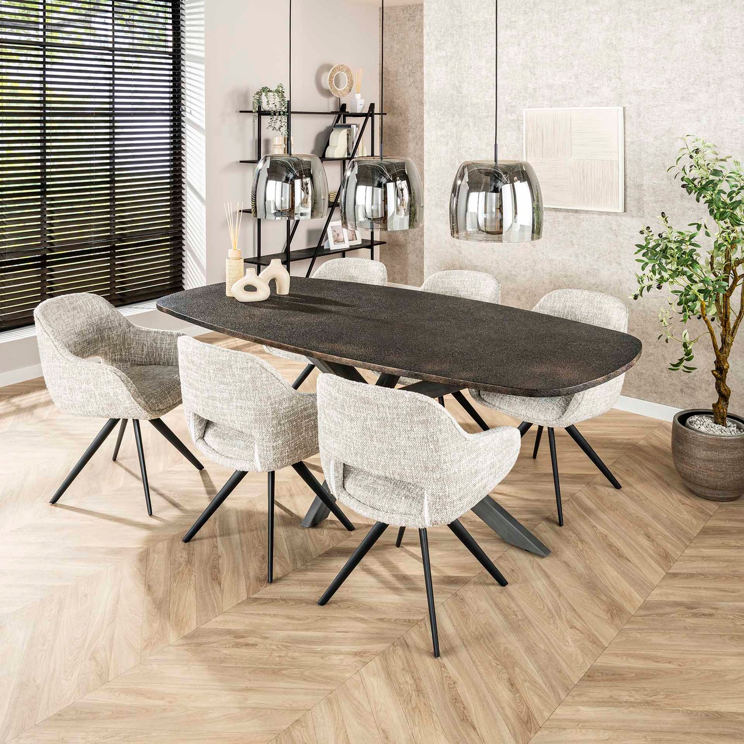 Hanglamp met 3 Lampen drift glass - 145x35x150 cm - Smoke Grey - Glas