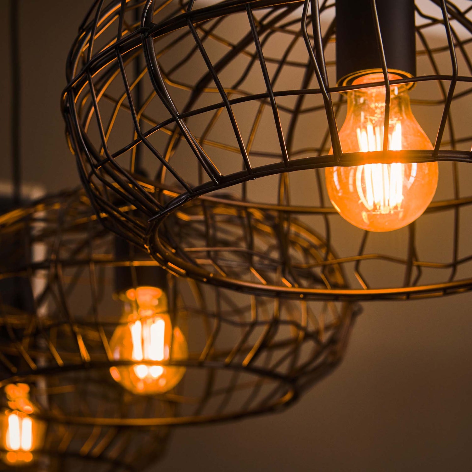 Hanglamp met 4 Lampen Connect XL - 170x34x150 cm - Zwart Bruin