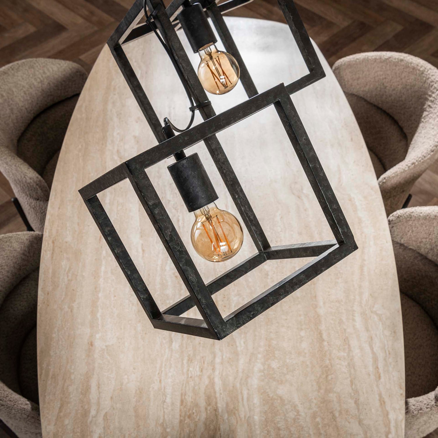 Hanglamp met 4 Lampen Kubus - 150x35x150 cm - Charcoal