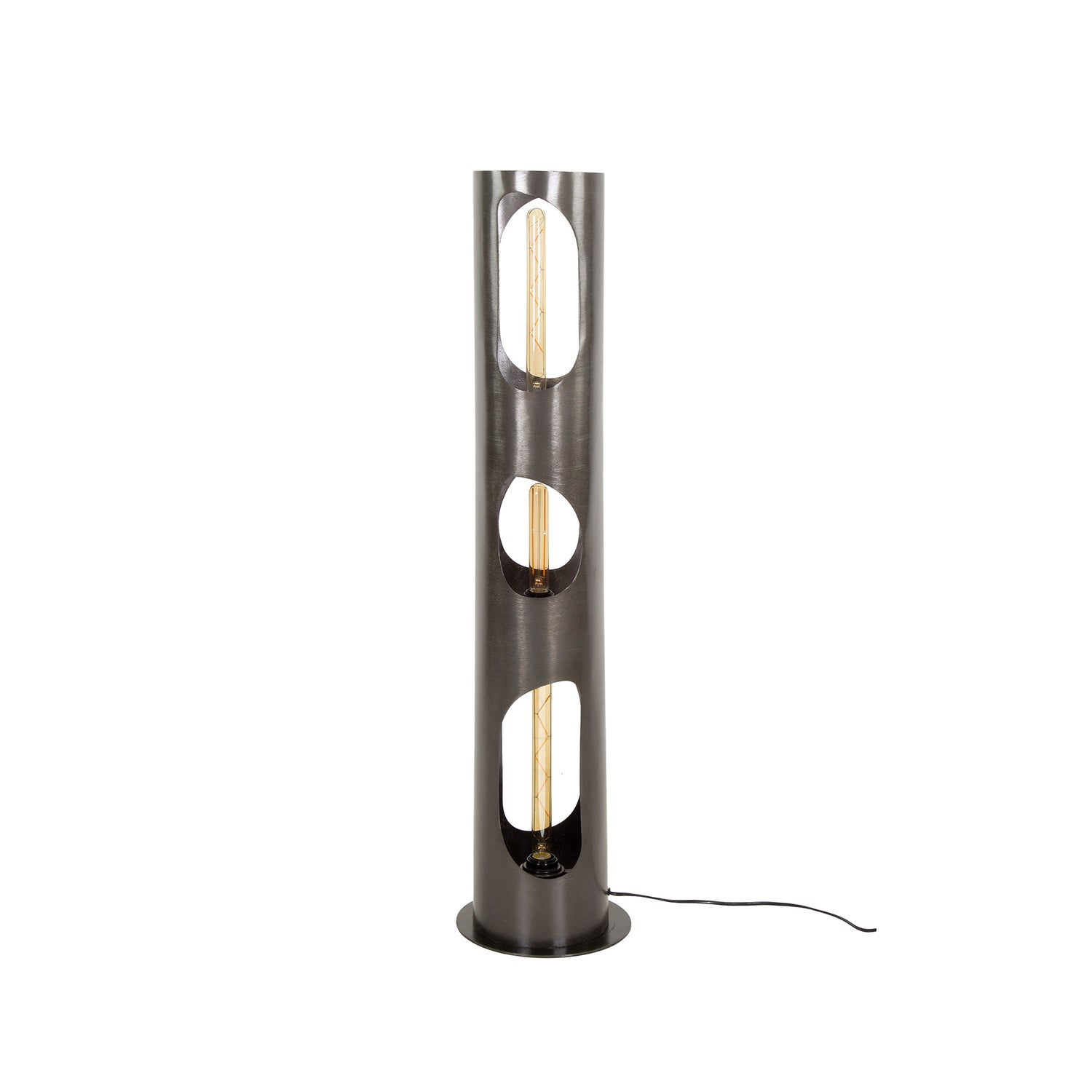 Vloerlamp Ø25 Organic Cylinder L - 25x25x111 cm - Zwart Nikkel