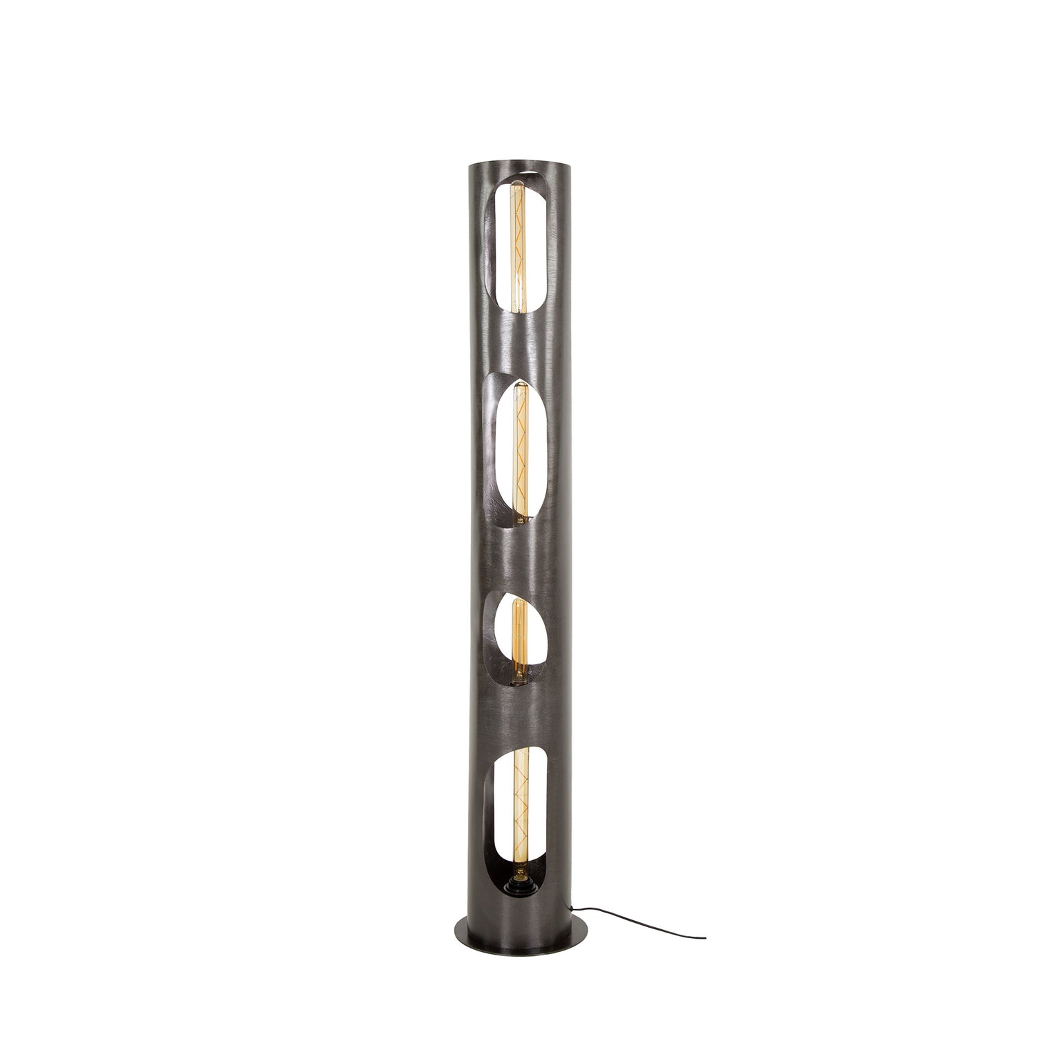 Vloerlamp Ø25 Organic Cylinder XL - 25x25x145 cm - Zwart Nikkel