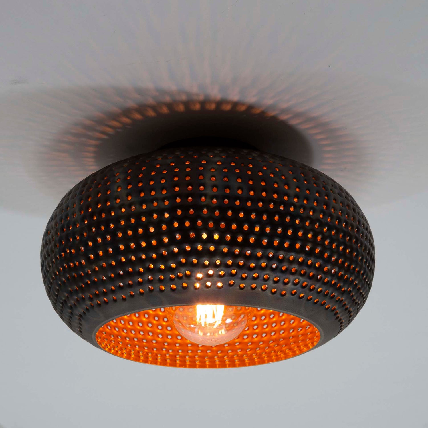 Plafondlamp Ø35 Disk Punch - 35x35x20 cm - Zwart Bruin