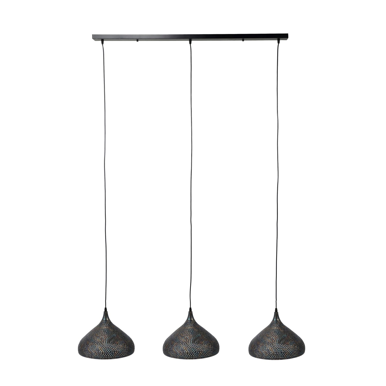 Hanglamp met 3 Lampen Punch Trechter - 135x32x150 cm - Zwart Bruin