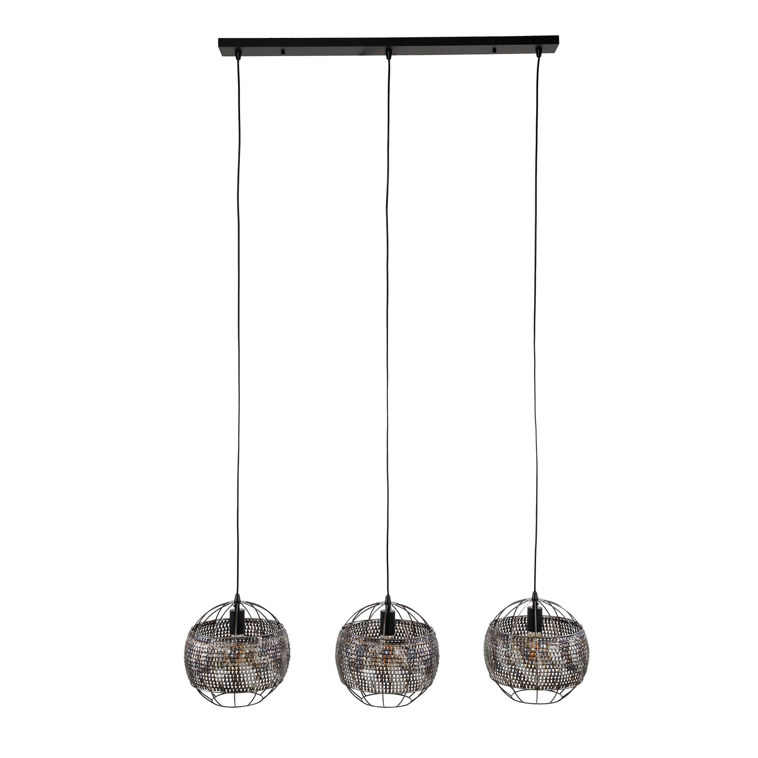 Hanglamp met 3 Lampen armor open - 110x30x150 cm - Zwart Bruin
