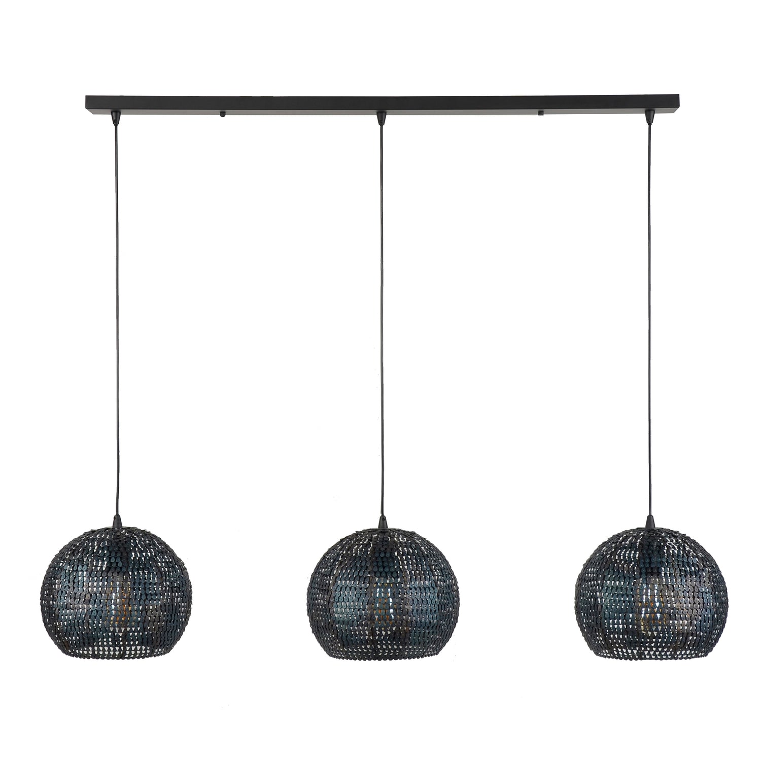 Hanglamp met 3 Lampen Ø26 Armor Half Rond - 128x26x150 cm - Zwart Bruin
