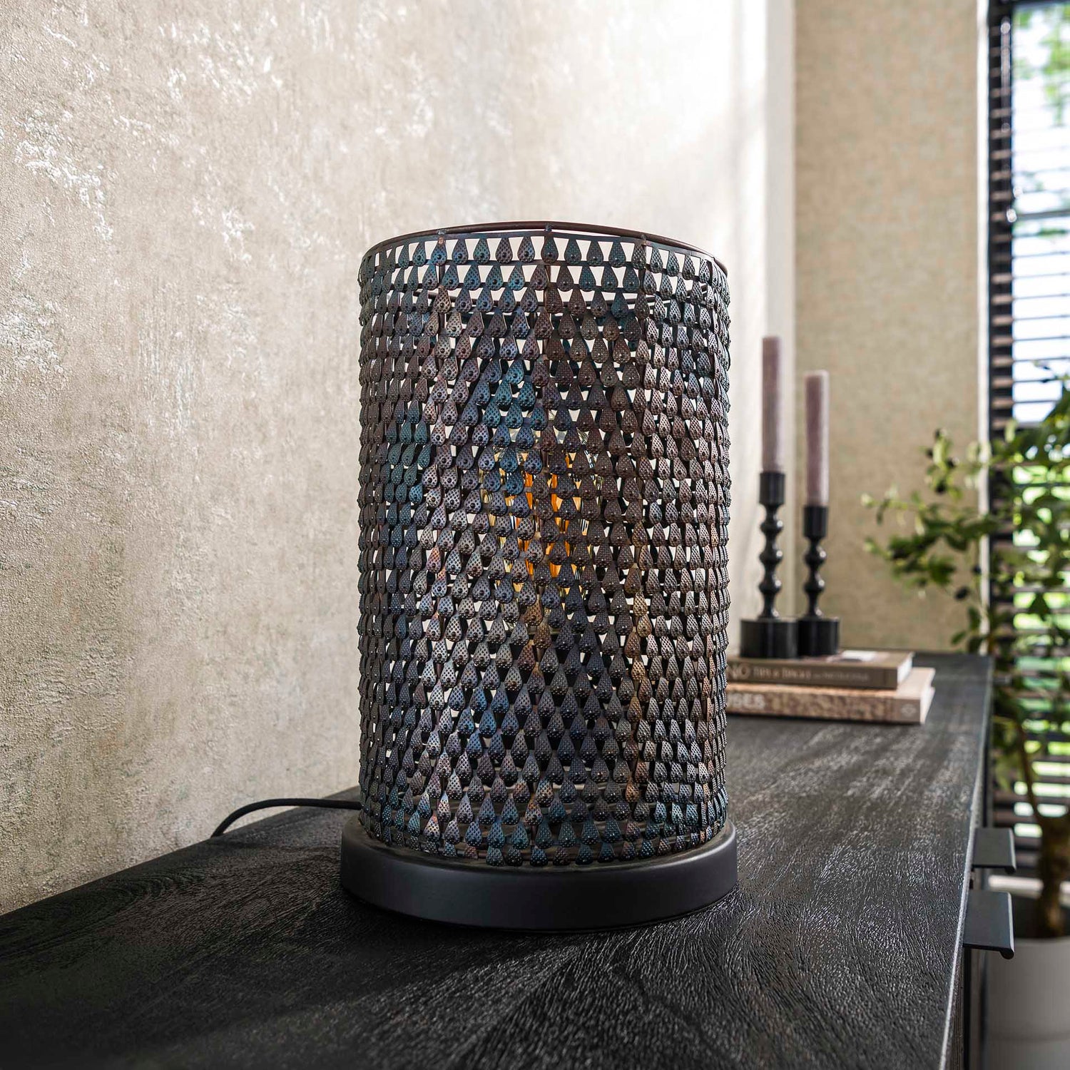 Tafellamp Armor Tube - 20x20x30 cm - Zwart Bruin