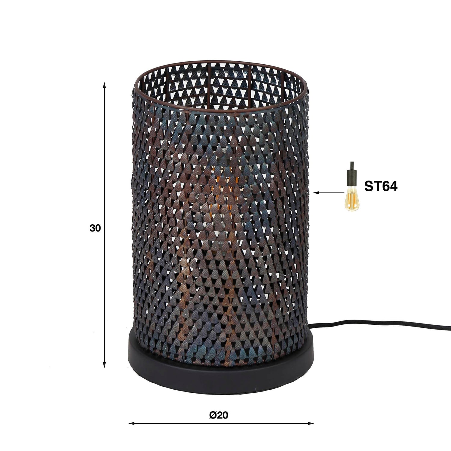 Tafellamp Armor Tube - 20x20x30 cm - Zwart Bruin