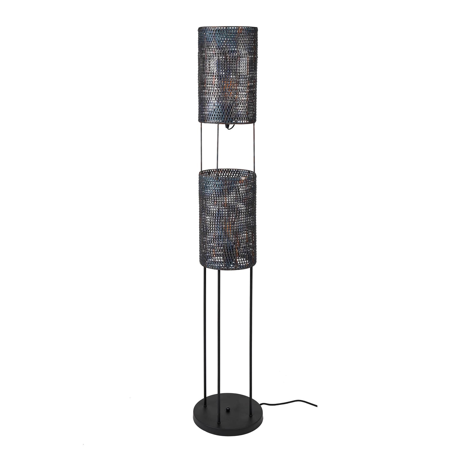 Vloerlamp met 2 Lampen Armor Tube - 28x28x150 cm - Zwart Bruin