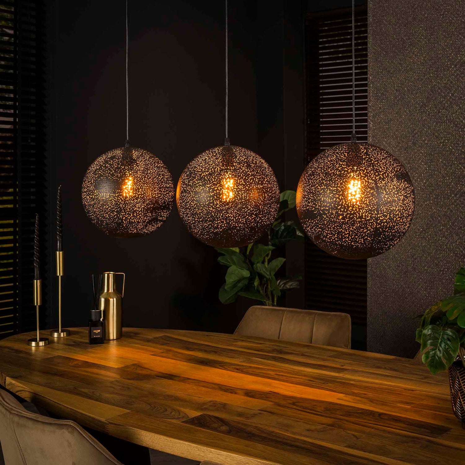Hanglamp met 3 lampen Ø30 Zip - 115x30x150 cm - Artic Zwart