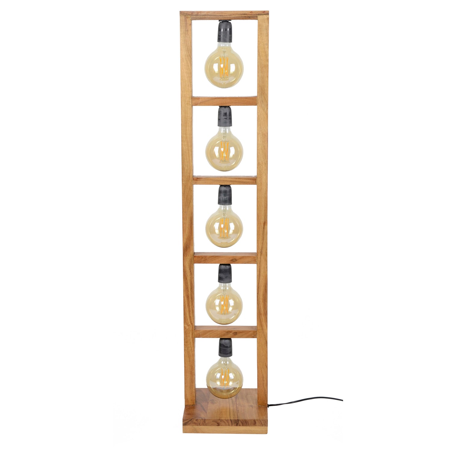Vloerlamp met 5 lampen modulo houten frame - 28x28x135 cm - Naturel - Acacia