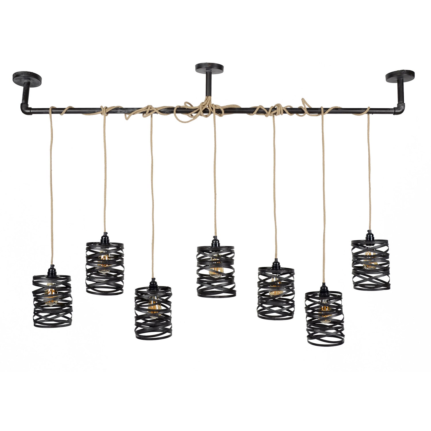 Hanglamp met 7 Lampen Twist Wikkel XL - 175x15x150 cm - Slate Grey