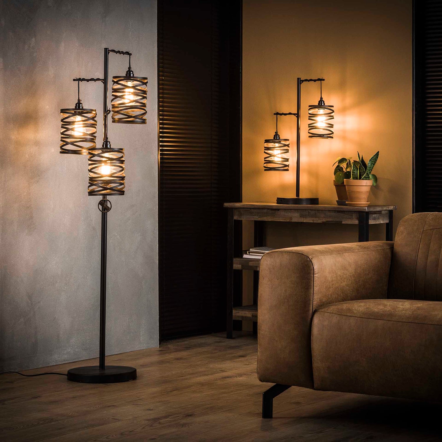 Vloerlamp 3L Spindle - 37x29x150 cm - Slate Grey